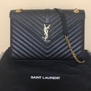 YSL Large Envelope Chain Bag (Black)